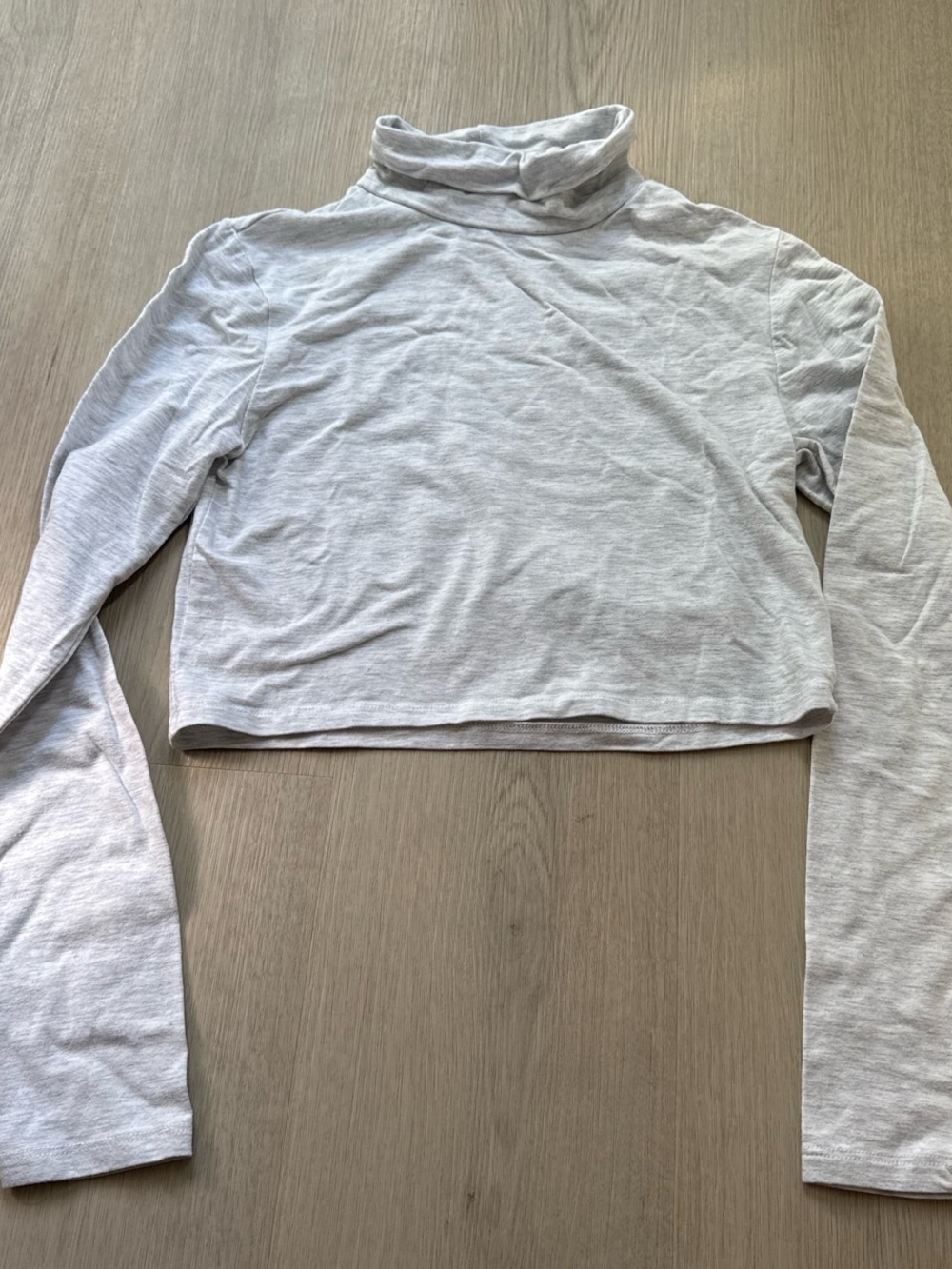Cotton On Light Gray Long Sleeve Turtleneck Crop Top
